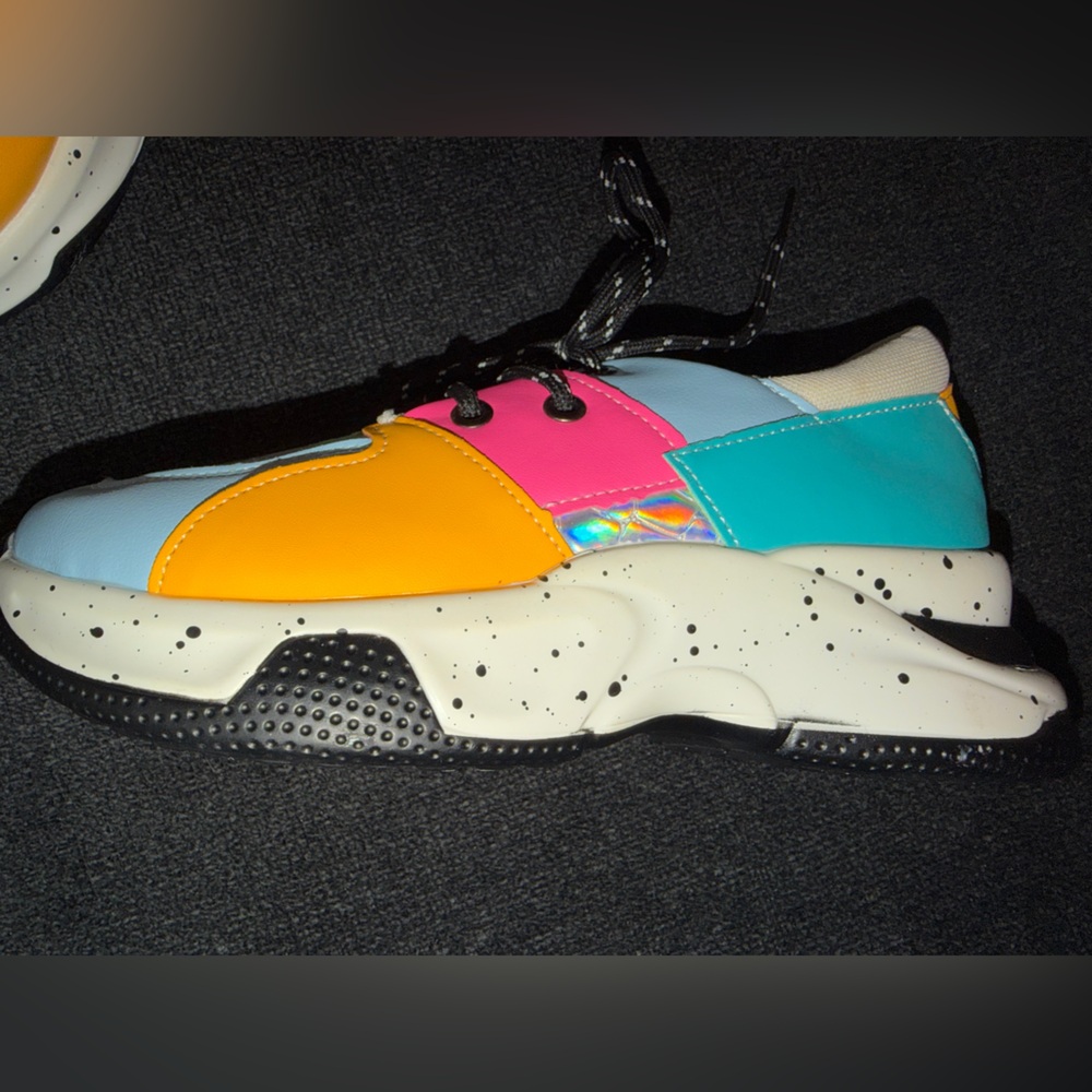 Colorblock Women’s Chunky Sneaker in Teal, Pink, Yellow & Light Blue